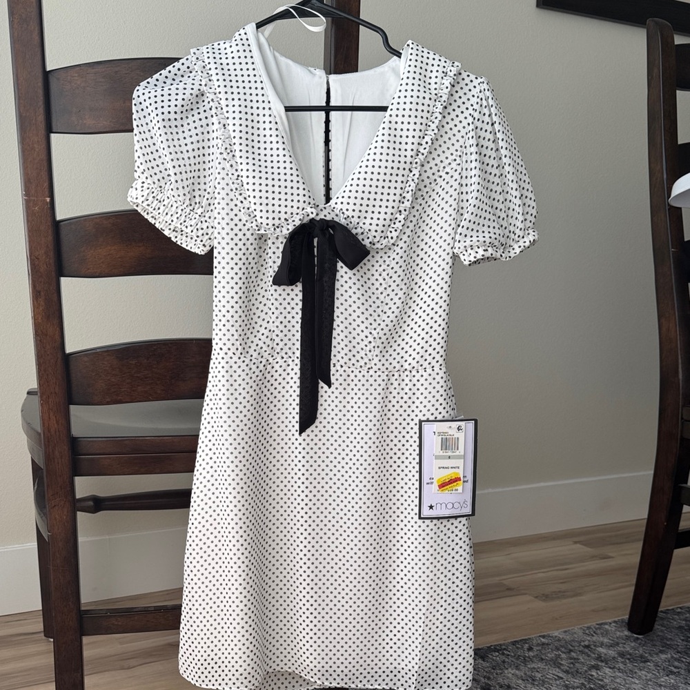 Polka Dot Dress with Black Bow